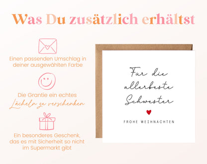 Weihnachtskarte – Für die allerbeste Schwester