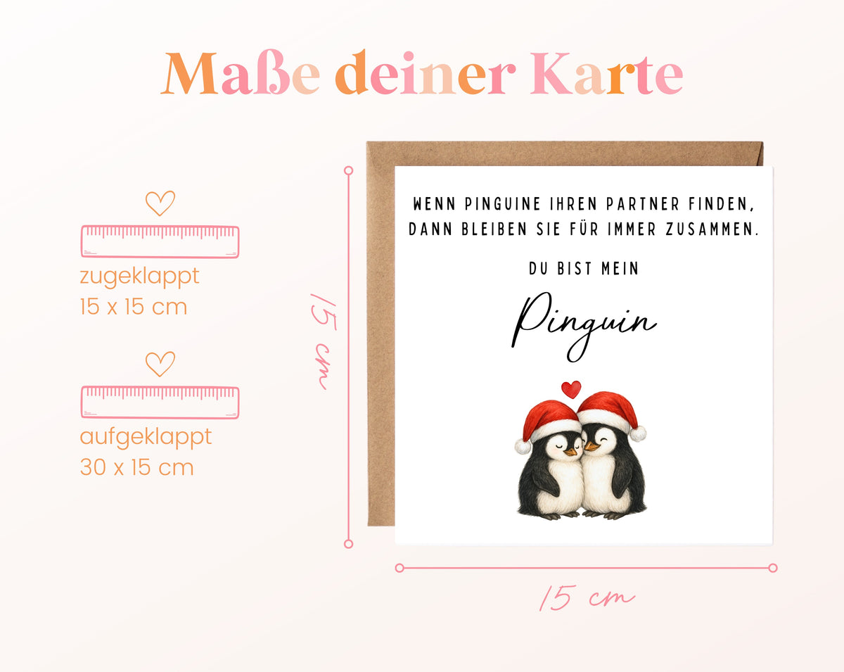 Weihnachtskarte – Du bist mein Pinguin
