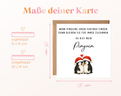 Weihnachtskarte – Du bist mein Pinguin