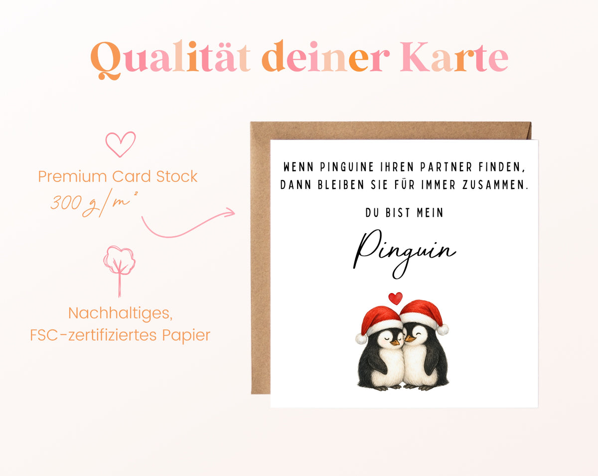 Weihnachtskarte – Du bist mein Pinguin