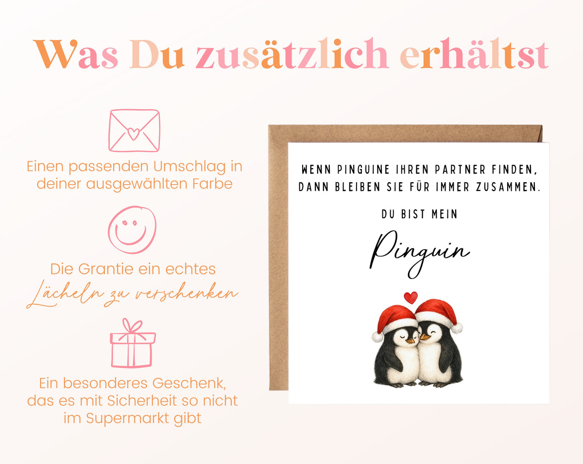 Weihnachtskarte – Du bist mein Pinguin