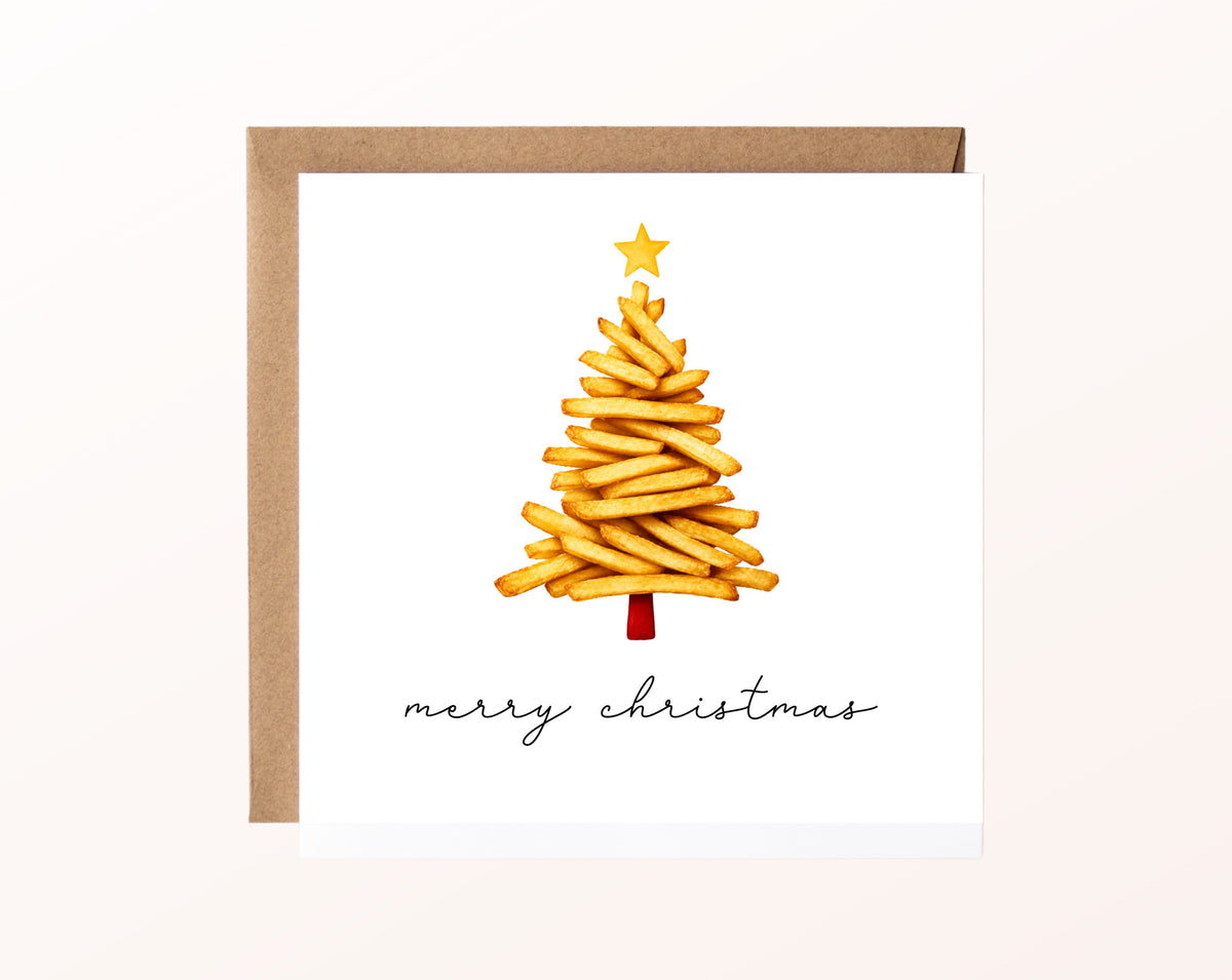 Weihnachtskarte – Pommes-Weihnachtsbaum