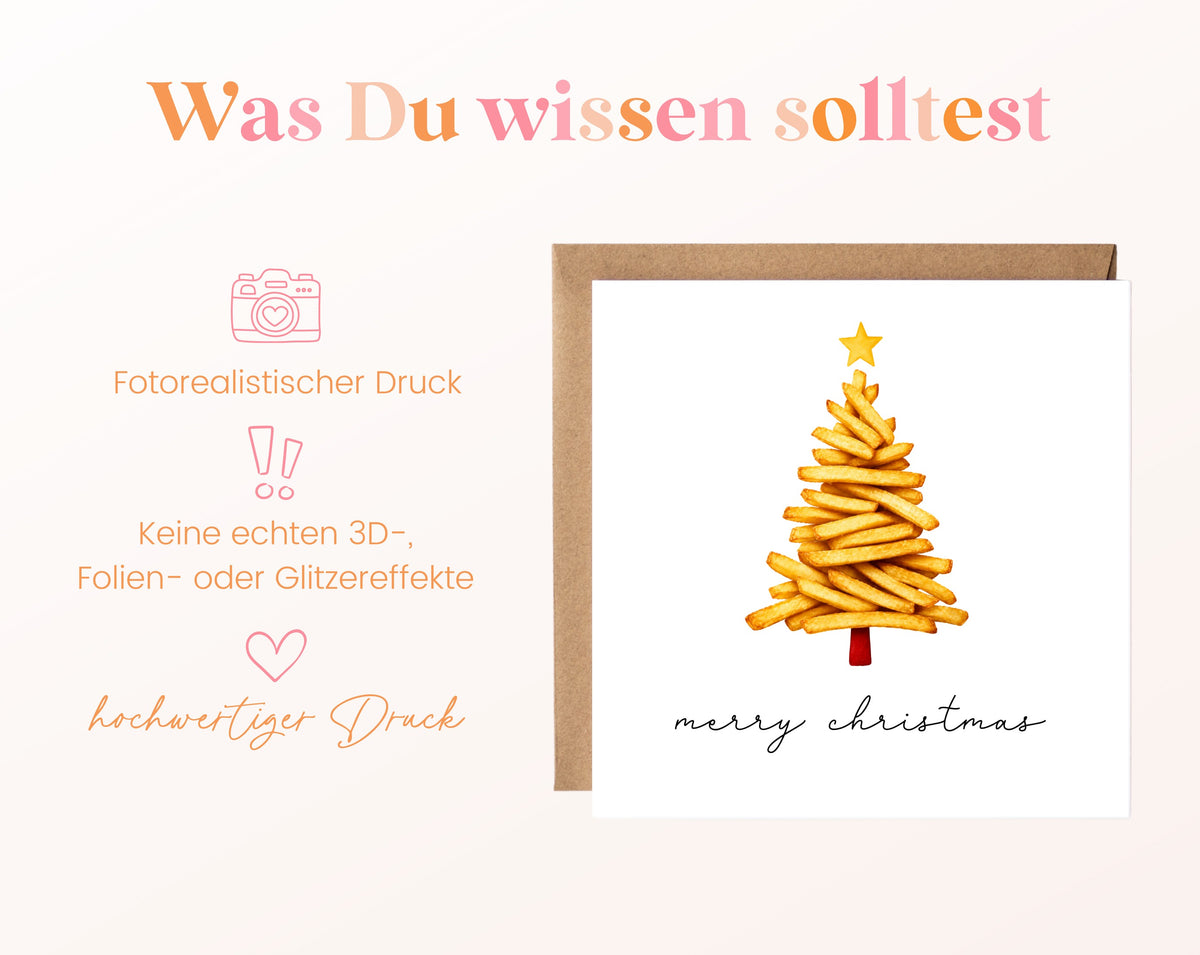 Weihnachtskarte – Pommes-Weihnachtsbaum