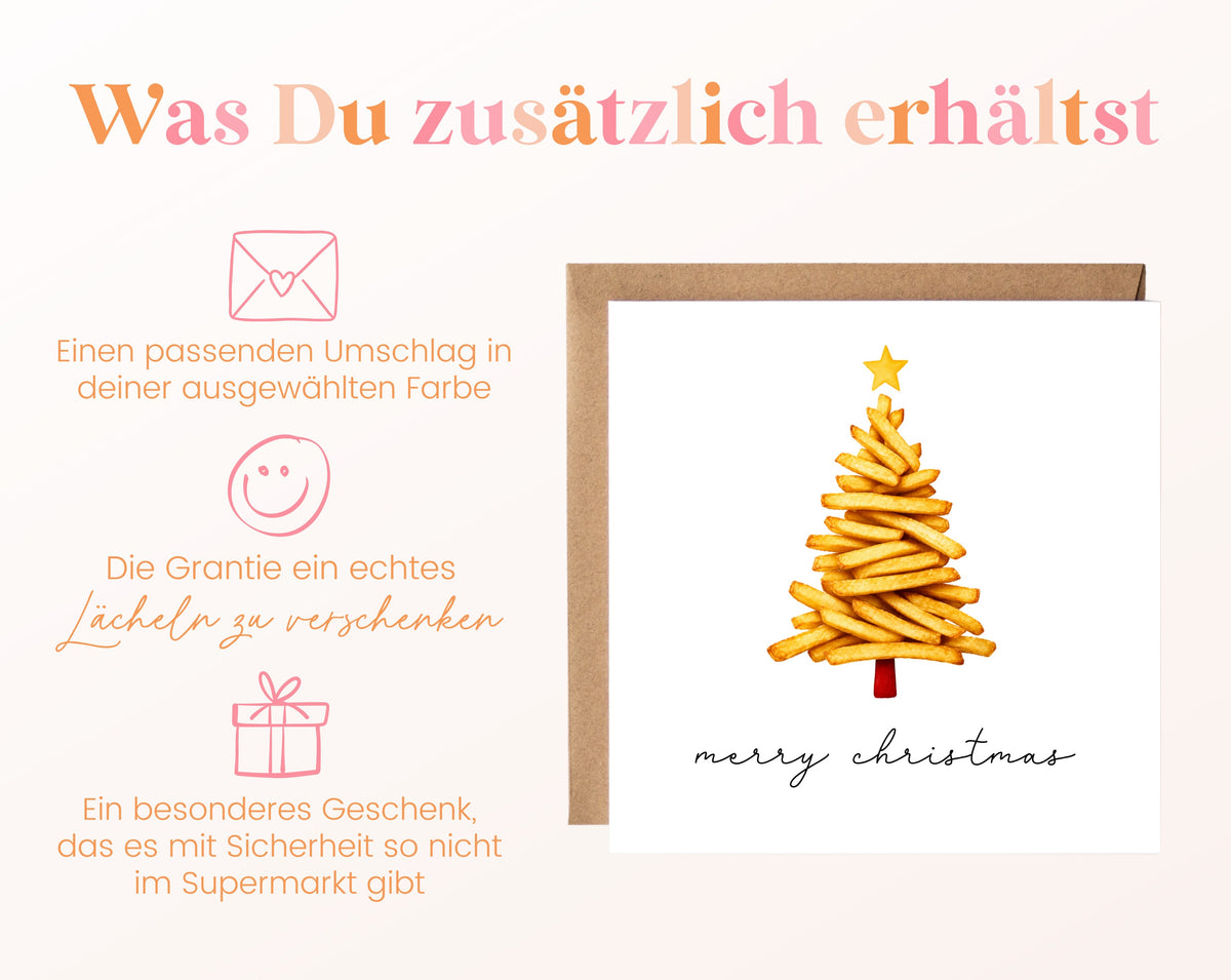 Weihnachtskarte – Pommes-Weihnachtsbaum