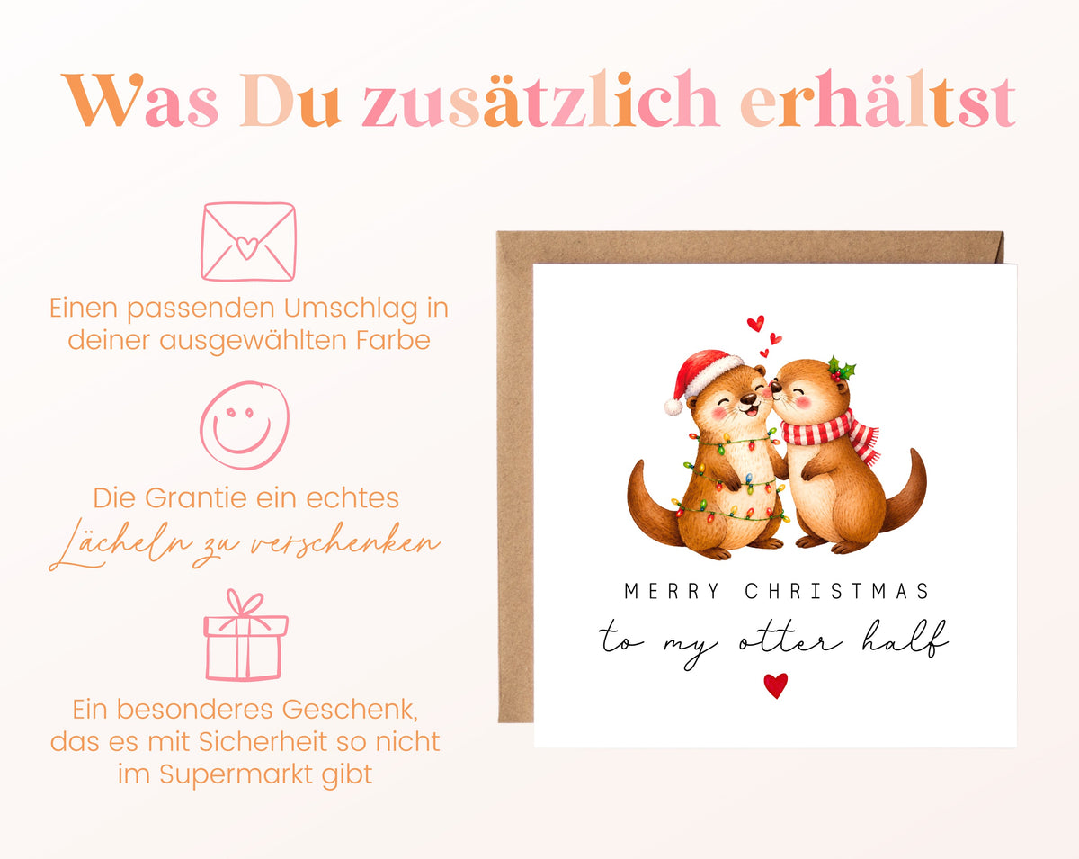 Weihnachtskarte – Otterpaar – To my otter half