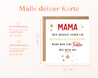 Weihnachtskarte – Mama – Tochter als Weihnachtsgeschenk