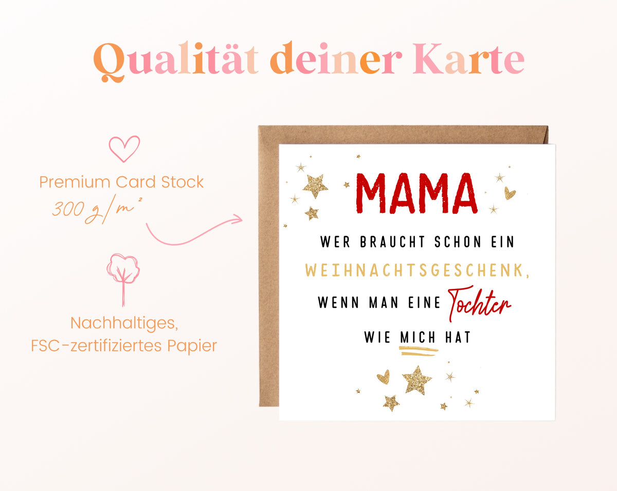 Weihnachtskarte – Mama – Tochter als Weihnachtsgeschenk
