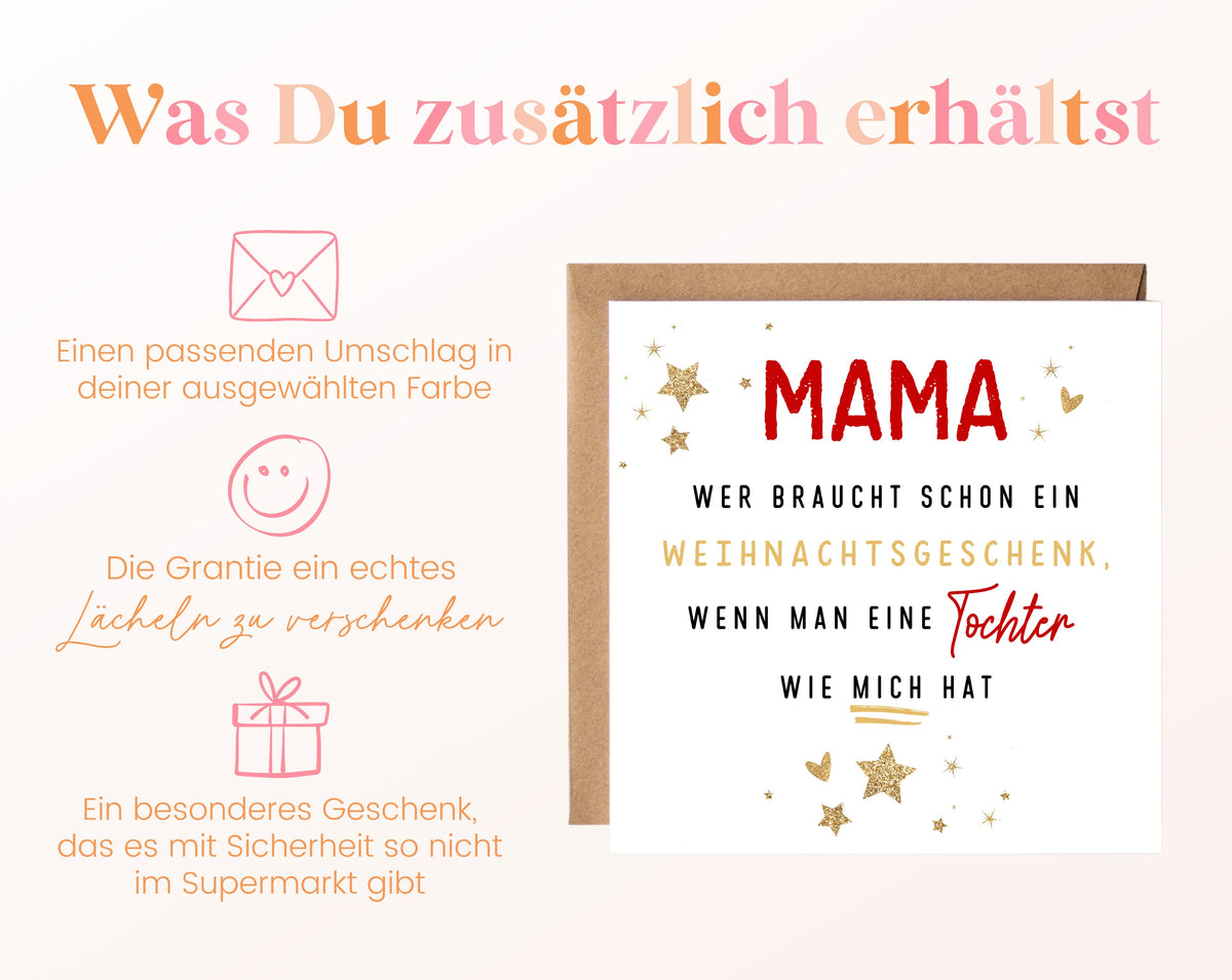Weihnachtskarte – Mama – Tochter als Weihnachtsgeschenk