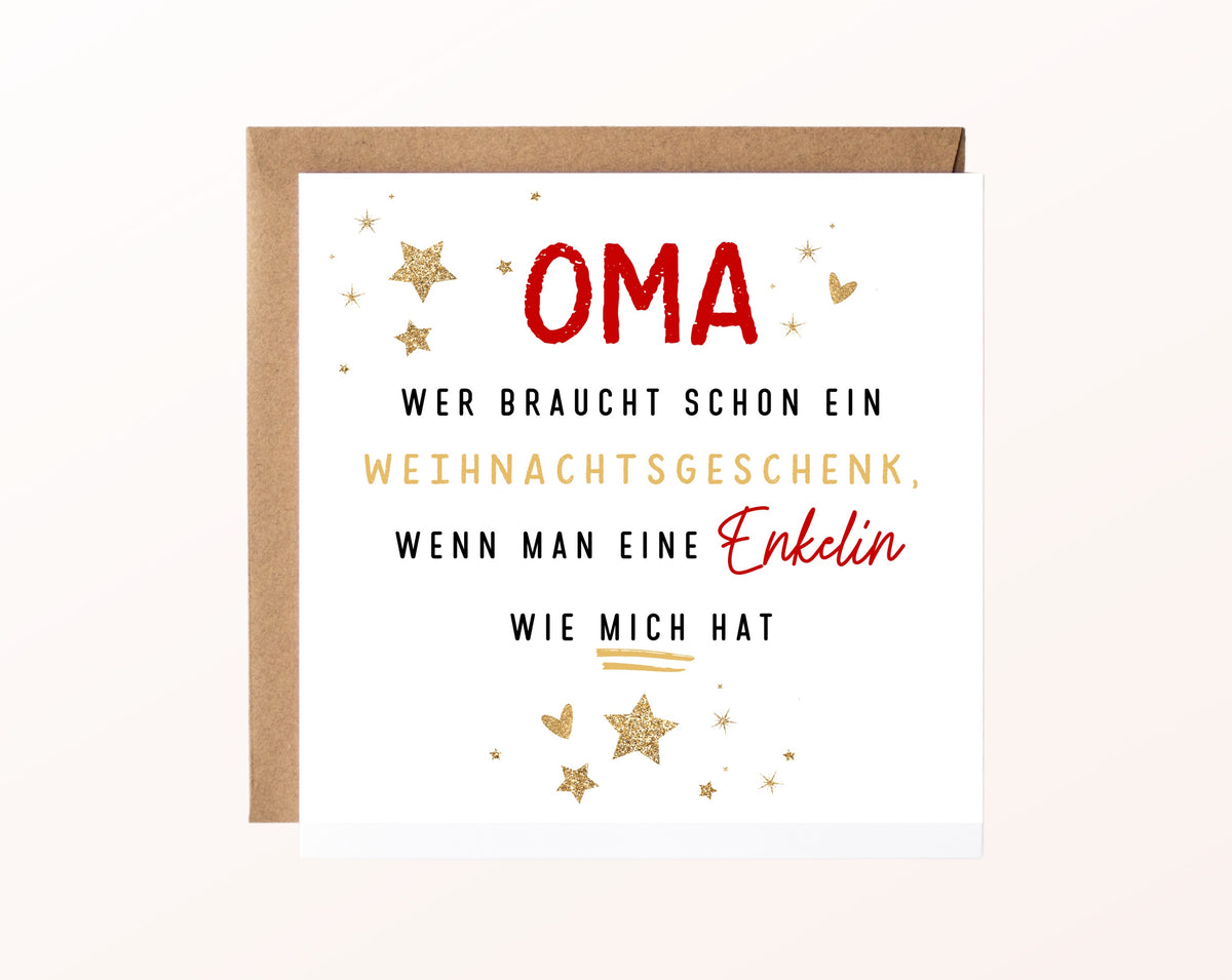 Weihnachtskarte – Oma – Enkelin als Weihnachtsgeschenk