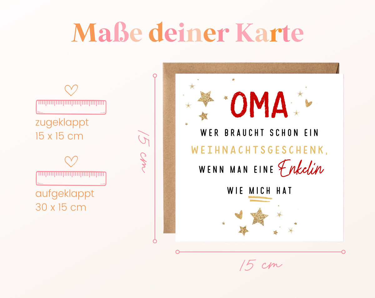 Weihnachtskarte – Oma – Enkelin als Weihnachtsgeschenk