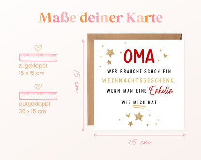 Weihnachtskarte – Oma – Enkelin als Weihnachtsgeschenk