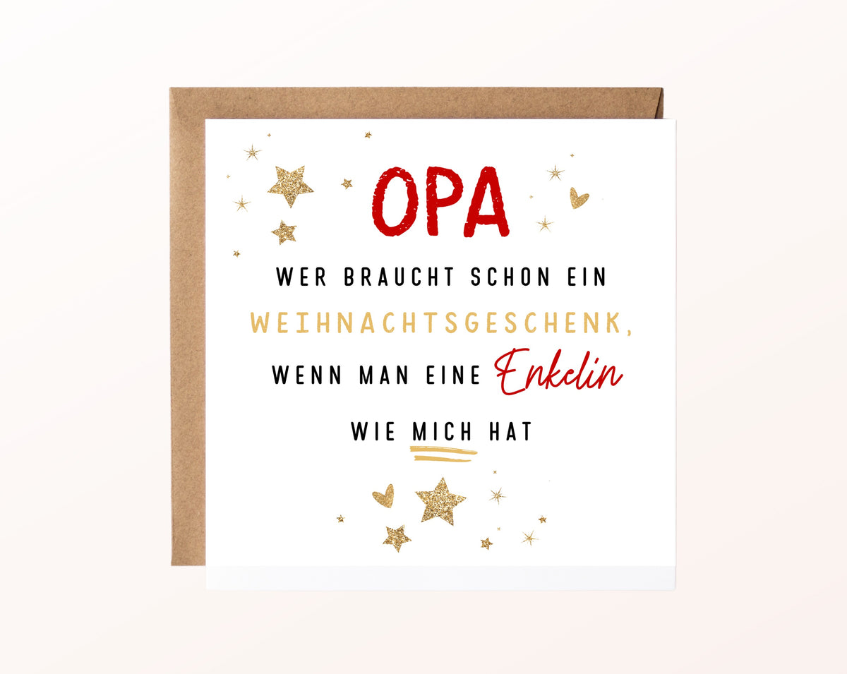 Weihnachtskarte – Opa – Enkelin als Weihnachtsgeschenk