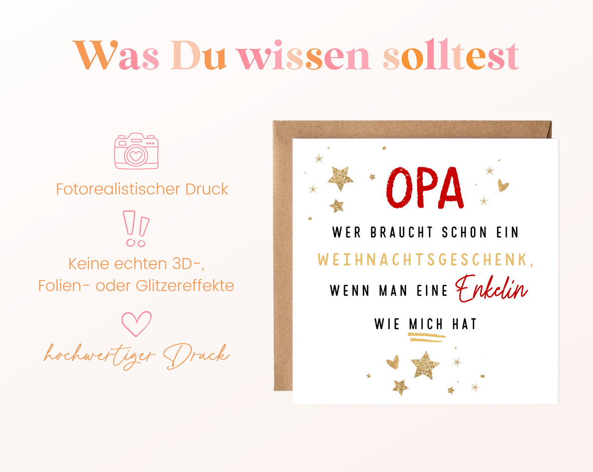 Weihnachtskarte – Opa – Enkelin als Weihnachtsgeschenk
