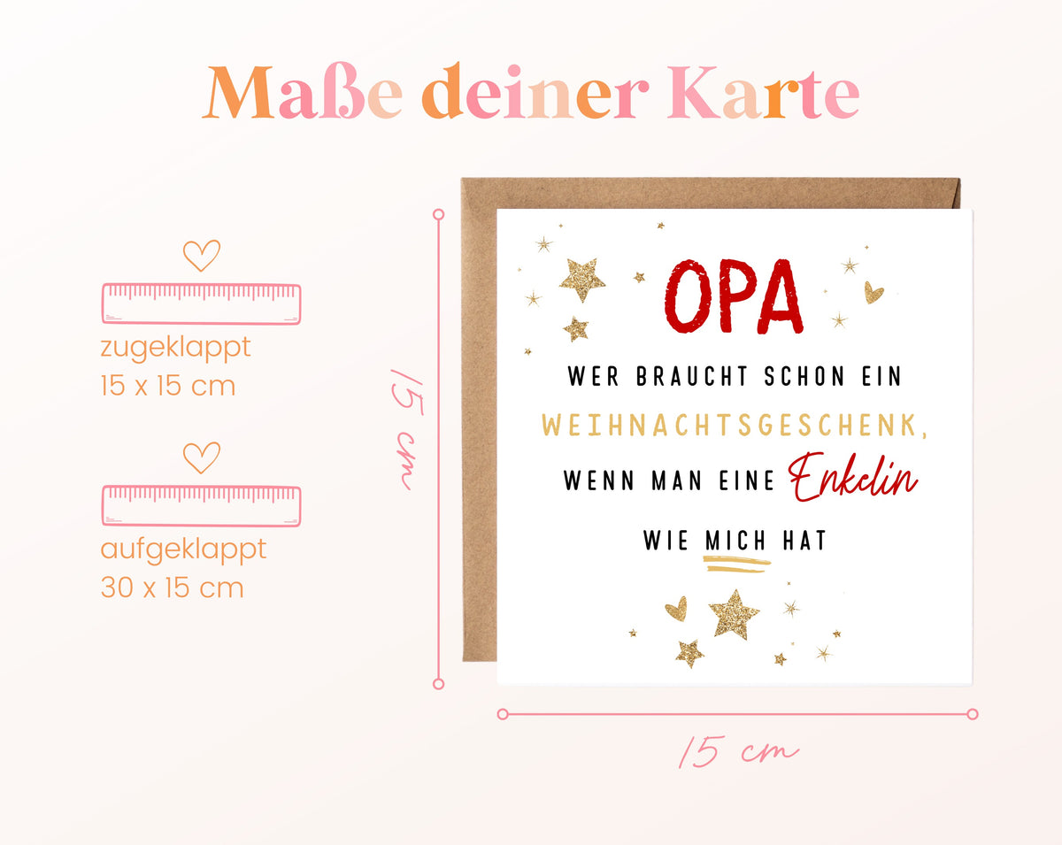 Weihnachtskarte – Opa – Enkelin als Weihnachtsgeschenk