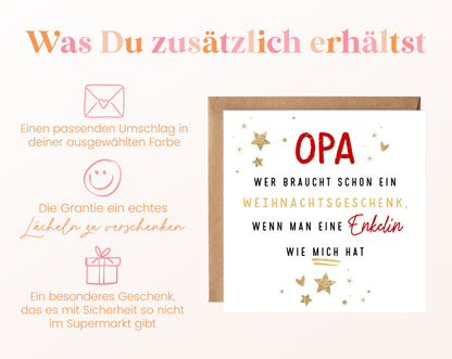 Weihnachtskarte – Opa – Enkelin als Weihnachtsgeschenk