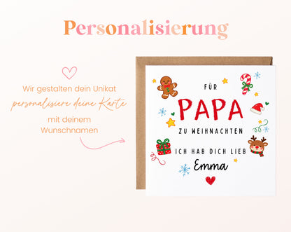 Weihnachtskarte für Papa – Mit Kindernamen personalisierbar