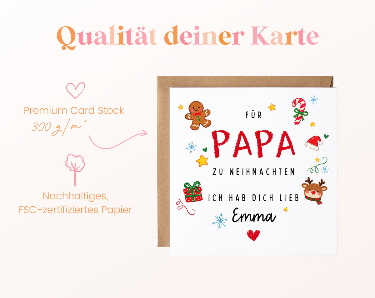 Weihnachtskarte für Papa – 300 g/m² Kartenpapier