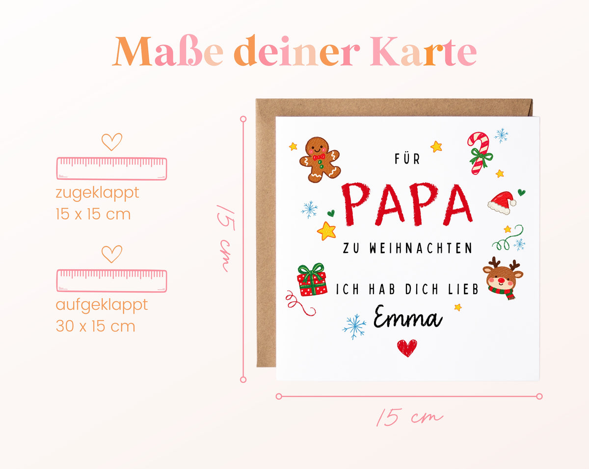 Weihnachtskarte für Papa – Maße der Klappkarte