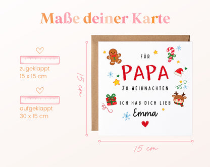 Weihnachtskarte für Papa – Maße der Klappkarte