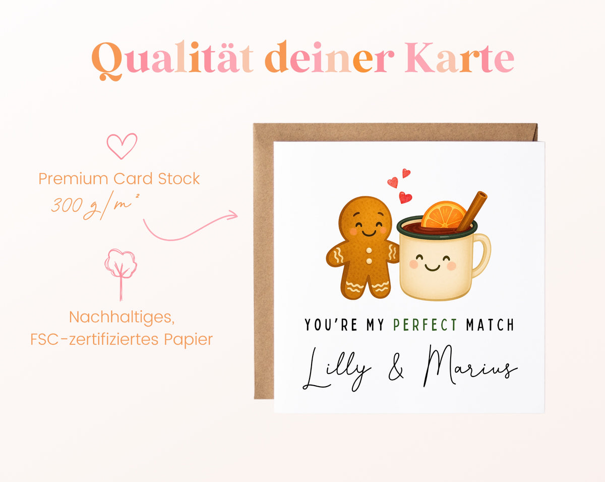 Weihnachtskarte Lebkuchen und Glühwein – Papierqualität