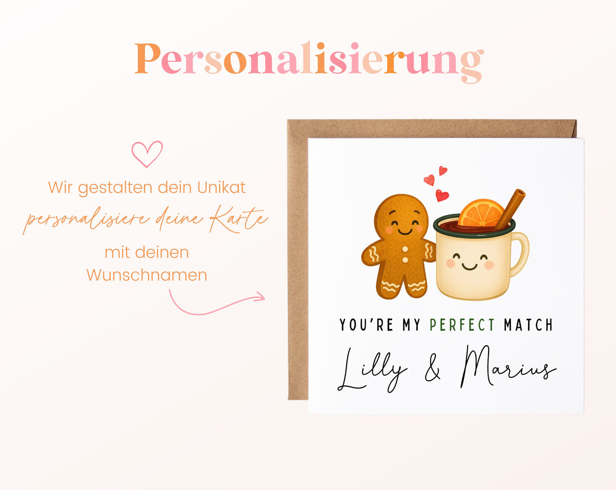 Weihnachtskarte Lebkuchen und Glühwein – Personalisierung