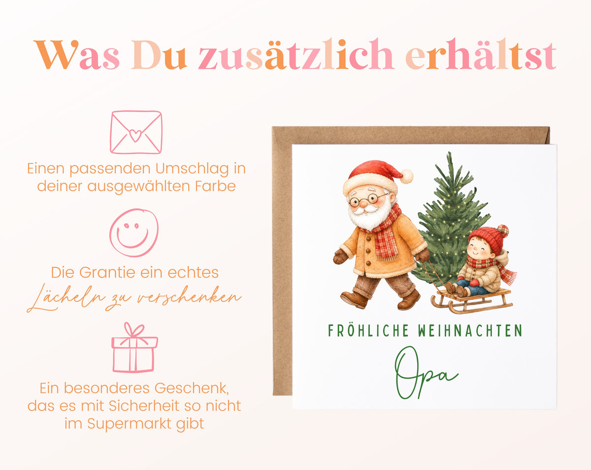 Weihnachtskarte Opa mit Enkel und Schlitten – zusätzliche Informationen