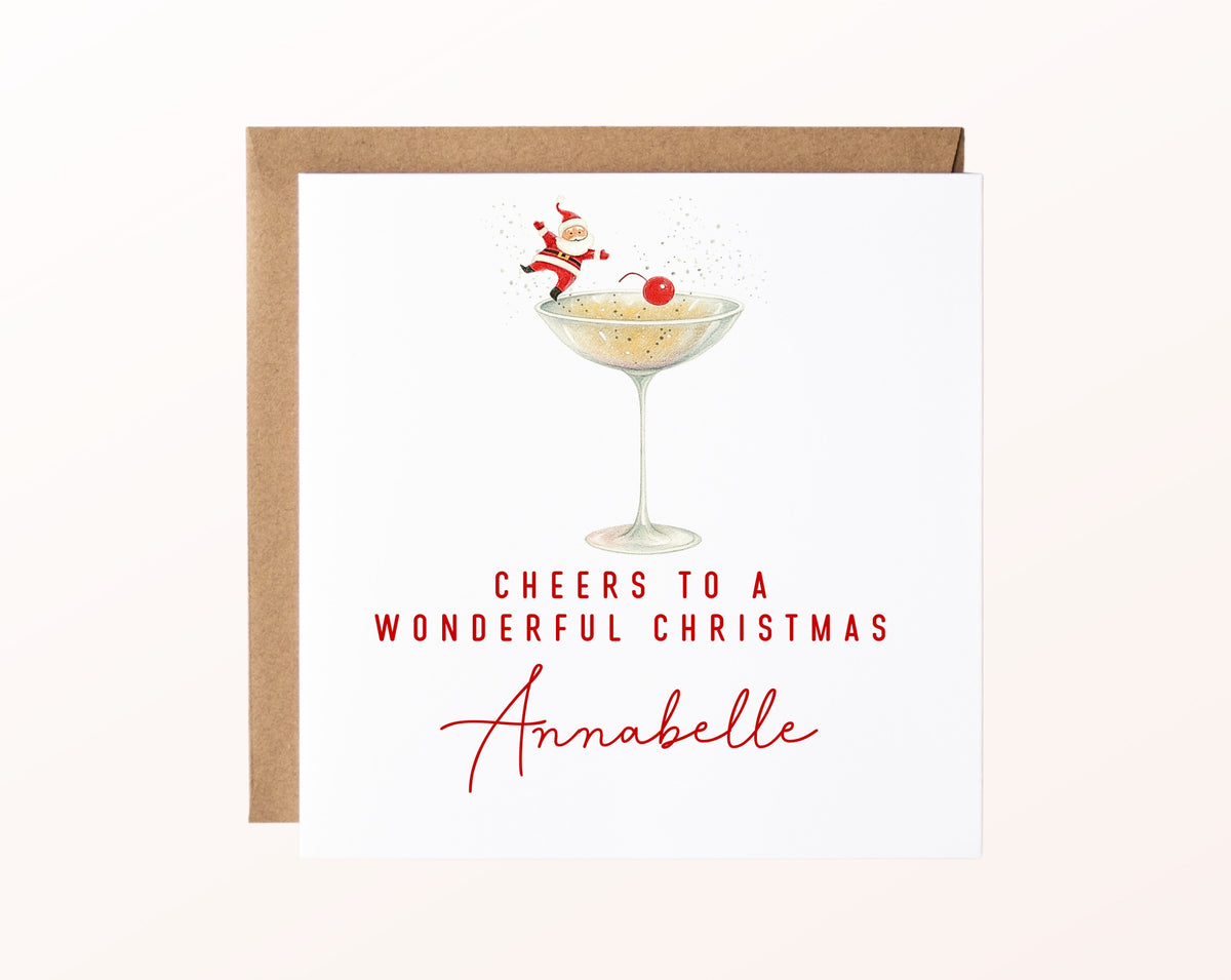 Weihnachtskarte – Santa im Cocktailglas – 02_karte_pur_rose