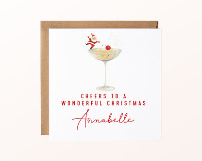 Weihnachtskarte – Santa im Cocktailglas – 02_karte_pur_rose