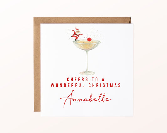 Weihnachtskarte – Santa im Cocktailglas – 02_karte_pur_rose