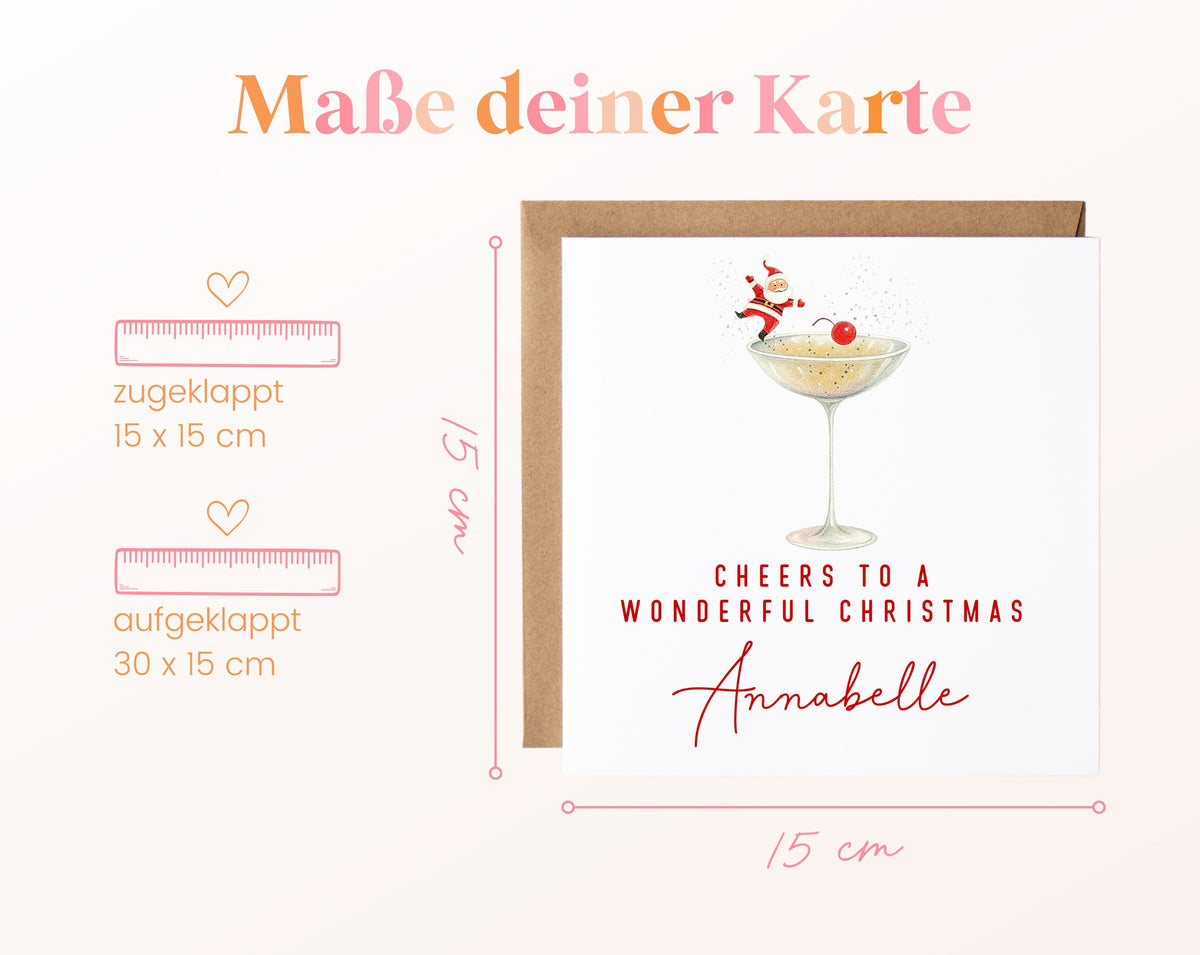 Weihnachtskarte – Santa im Cocktailglas – 04_masse