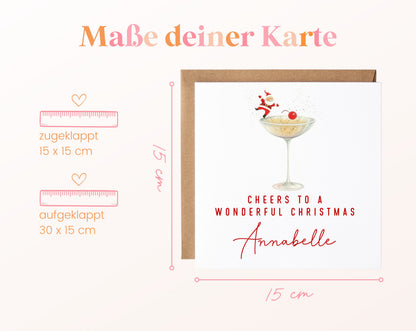 Weihnachtskarte – Santa im Cocktailglas – 04_masse