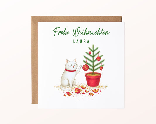 Weihnachtskarte – Katze am Weihnachtsbaum – 02_karte_pur_rose