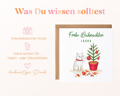 Weihnachtskarte – Katze am Weihnachtsbaum – 03_wissen