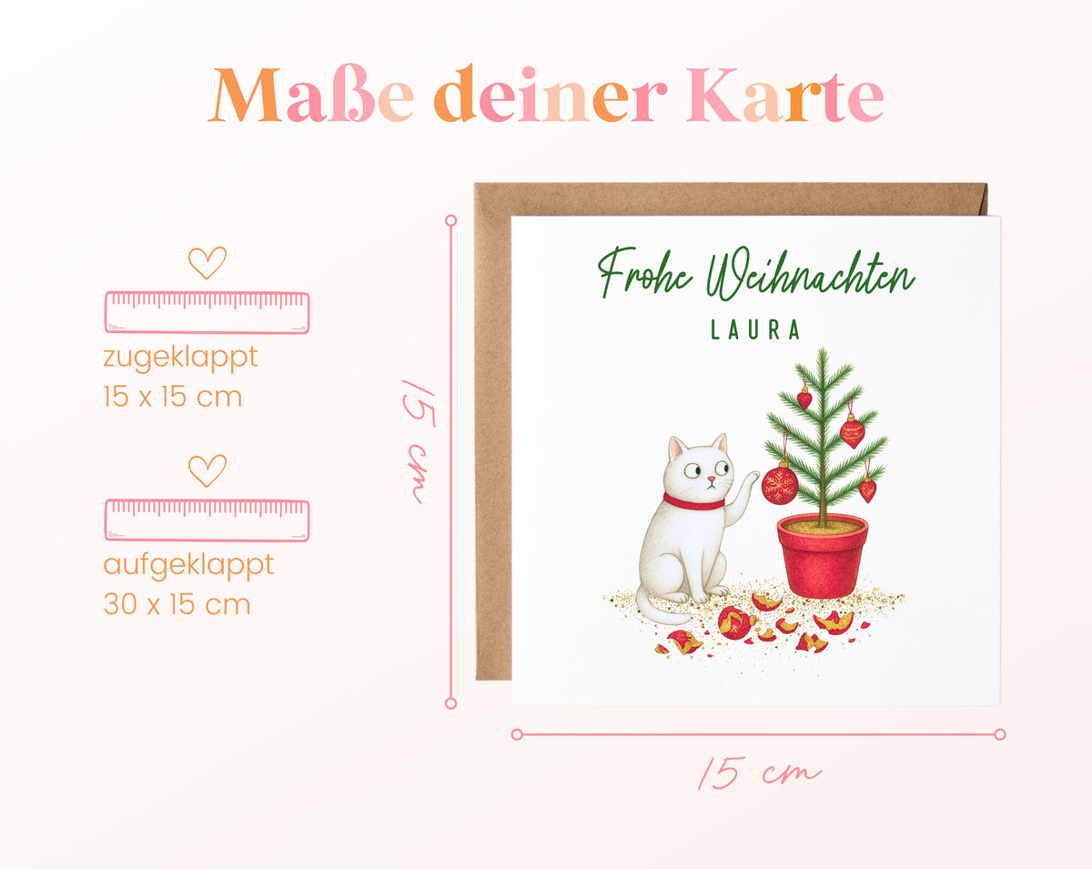 Weihnachtskarte – Katze am Weihnachtsbaum – 04_masse