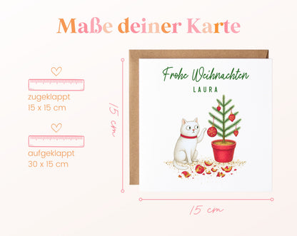 Weihnachtskarte – Katze am Weihnachtsbaum – 04_masse
