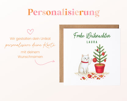 Weihnachtskarte – Katze am Weihnachtsbaum – 08_perso_ein_wunschname