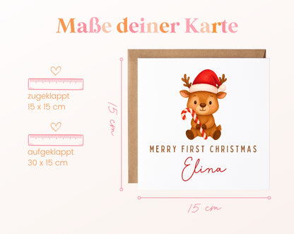 Weihnachtskarte – Merry First Christmas – Rentier – 04_masse