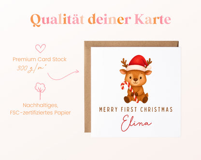 Weihnachtskarte – Merry First Christmas – Rentier – 05B_qualitaet_300