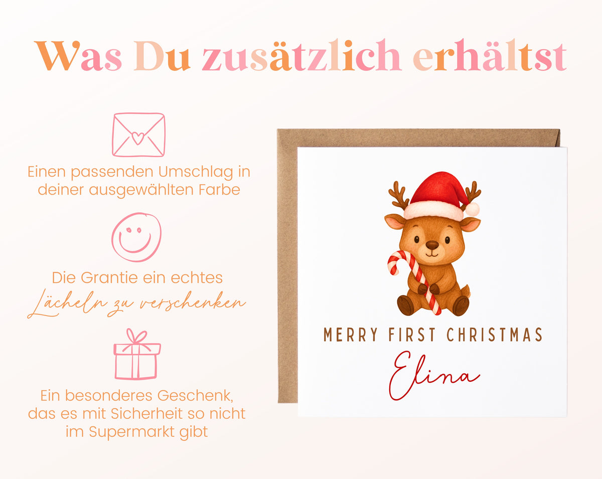Weihnachtskarte – Merry First Christmas – Rentier – 06_zusaetzlich