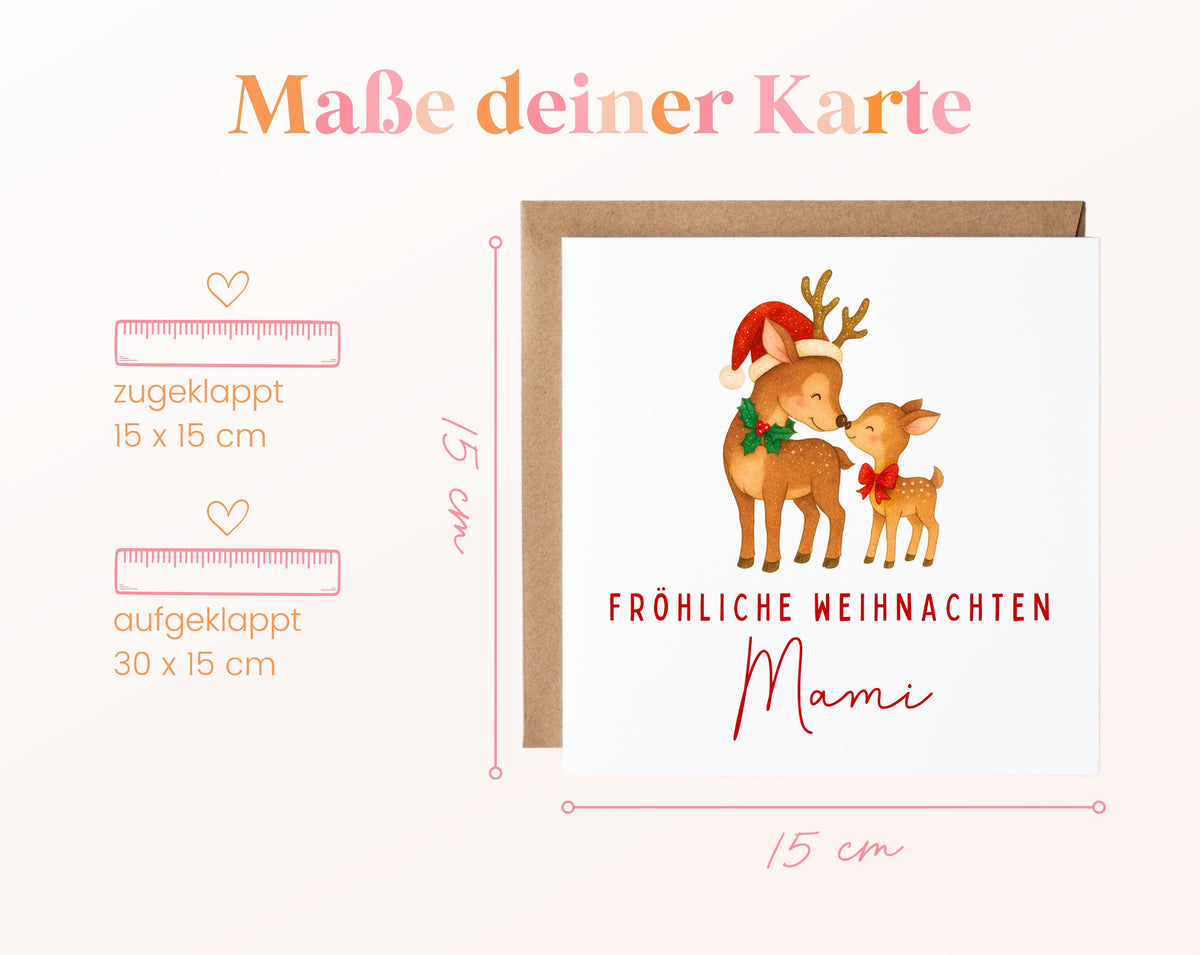 Weihnachtskarte – Weihnachten für Mami – Rehe – 04_masse
