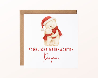 Weihnachtskarte – Weihnachten für Papa – Eisbären – 02_karte_pur_rose