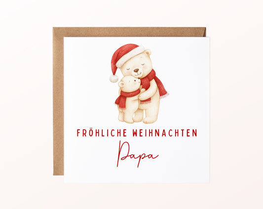 Weihnachtskarte – Weihnachten für Papa – Eisbären – 02_karte_pur_rose