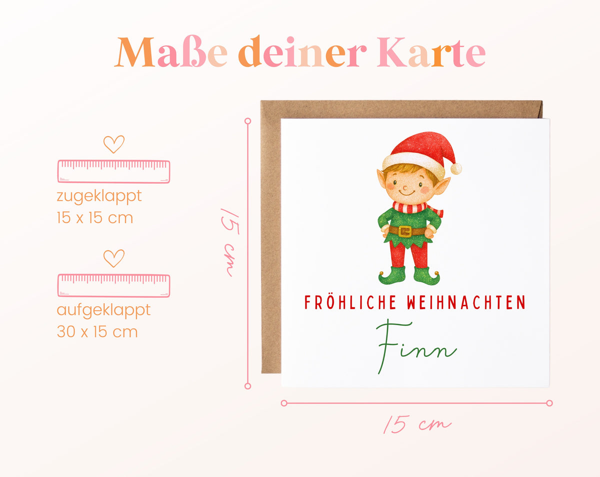 Weihnachtskarte – Weihnachtself – 04_masse