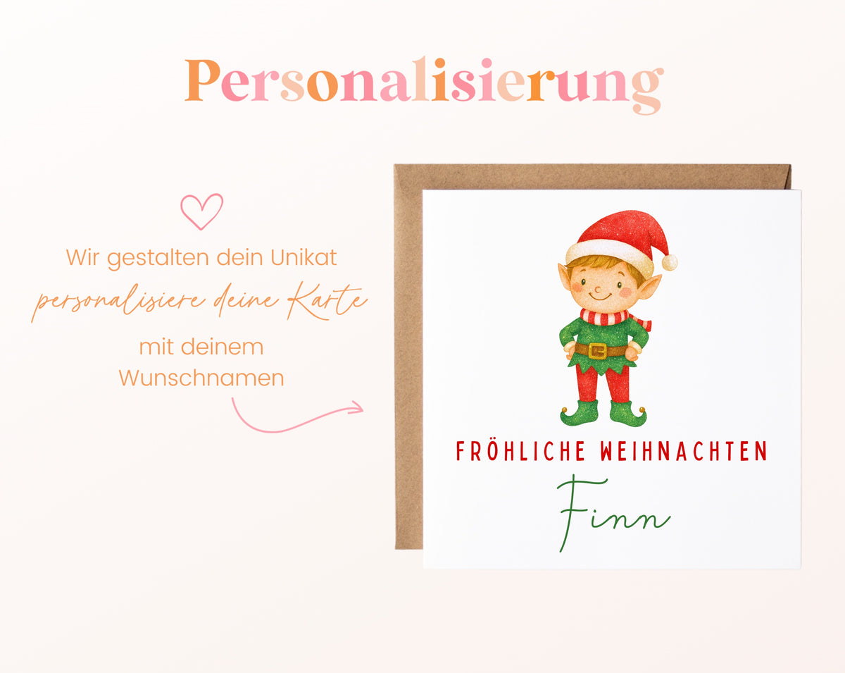 Weihnachtskarte – Weihnachtself – 08_perso_ein_wunschname