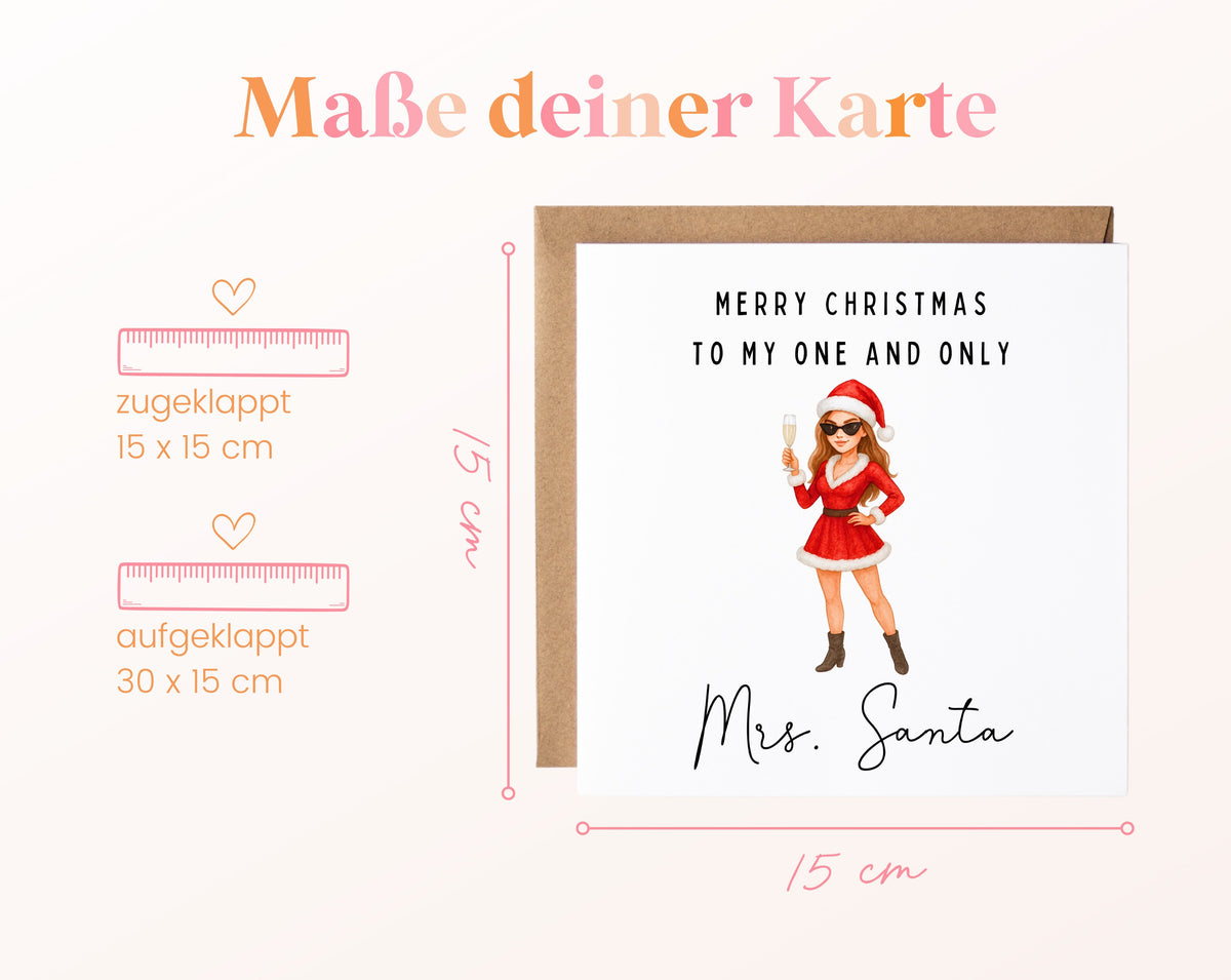 Weihnachtskarte – Mrs. Santa – Haarfarbe wählbar – 04_masse