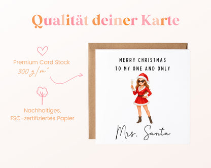 Weihnachtskarte – Mrs. Santa – Haarfarbe wählbar – 05B_qualitaet_300