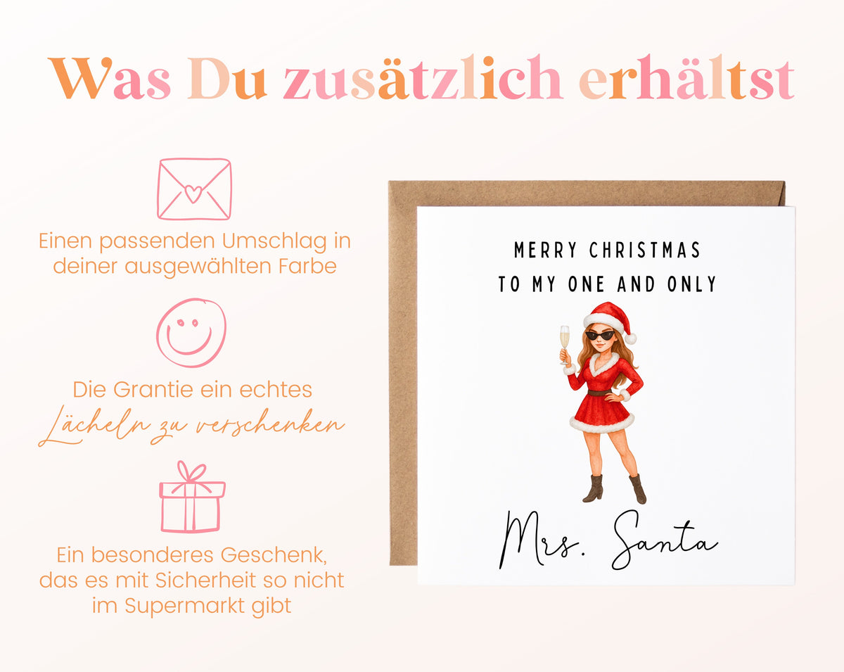 Weihnachtskarte – Mrs. Santa – Haarfarbe wählbar – 06_zusaetzlich