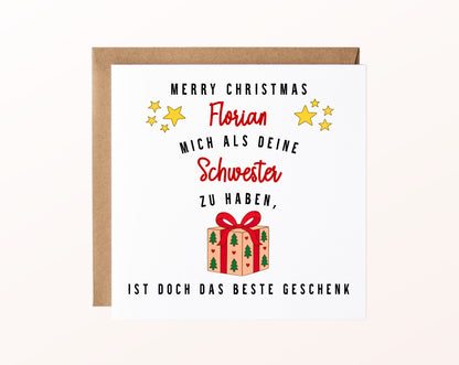 Weihnachtskarte – Das beste Geschenk – Schwester – 02_karte_pur_rose