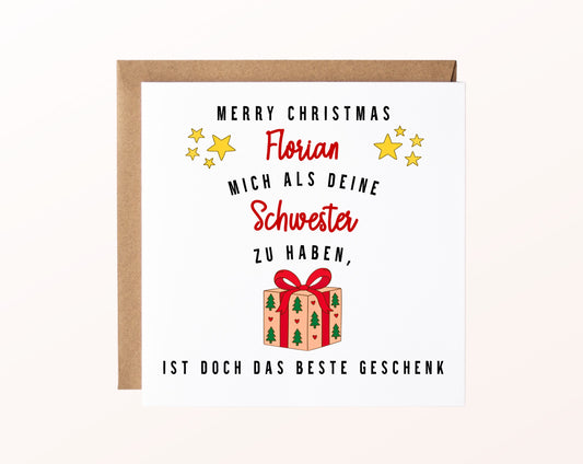 Weihnachtskarte – Das beste Geschenk – Schwester – 02_karte_pur_rose