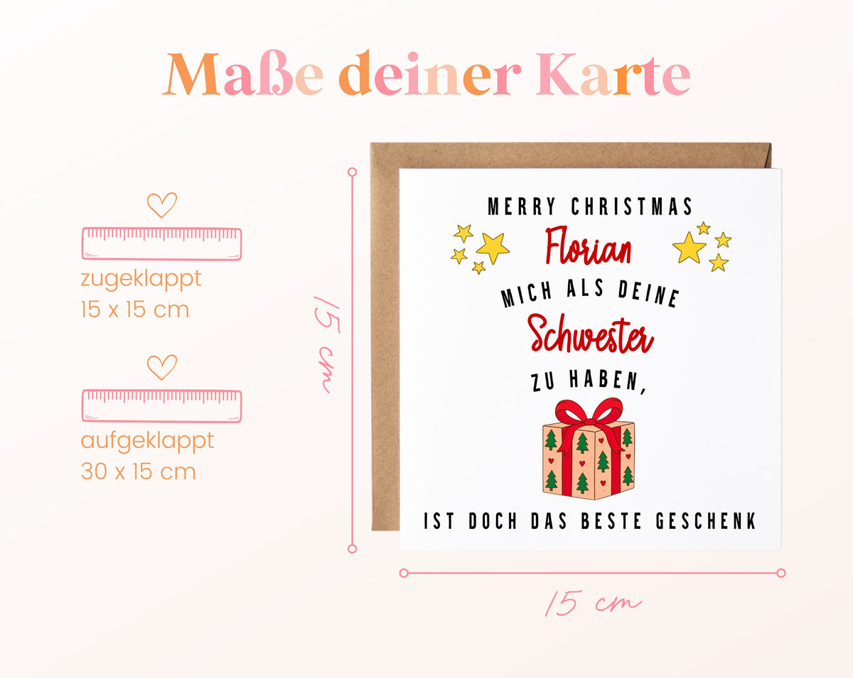 Weihnachtskarte – Das beste Geschenk – Schwester – 04_masse